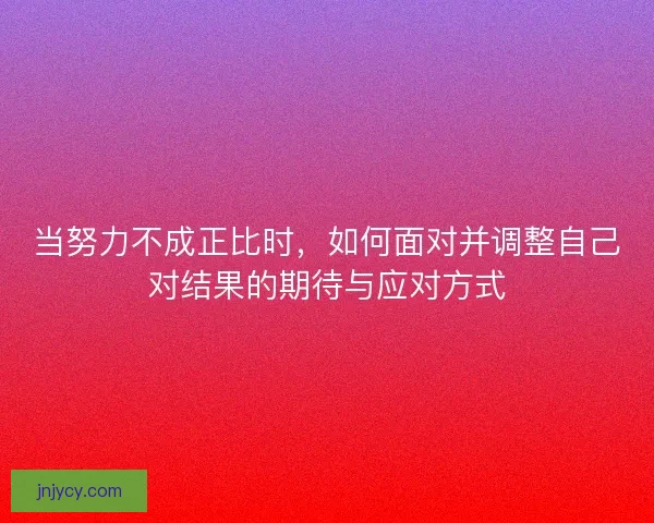 当努力不成正比时，如何面对并调整自己对结果的期待与应对方式